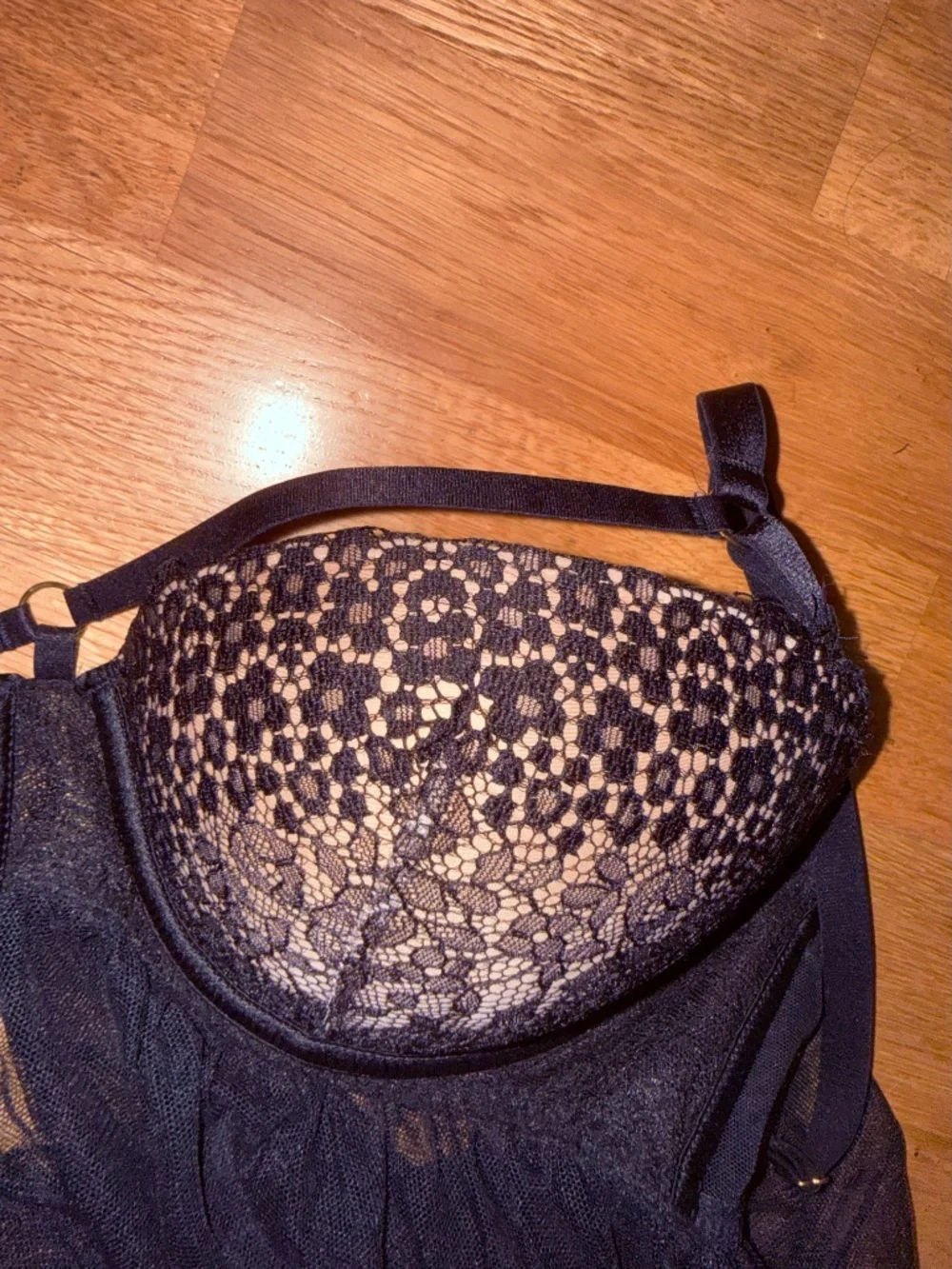 Victoria's Secret Black Lace Push-Up Babydoll Chemise Sheer Mesh Underwire 36D - Picture 10 of 10